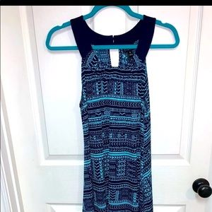Women's En Focus Studio sleeveless knee length dress size 8 Navy And turquoise